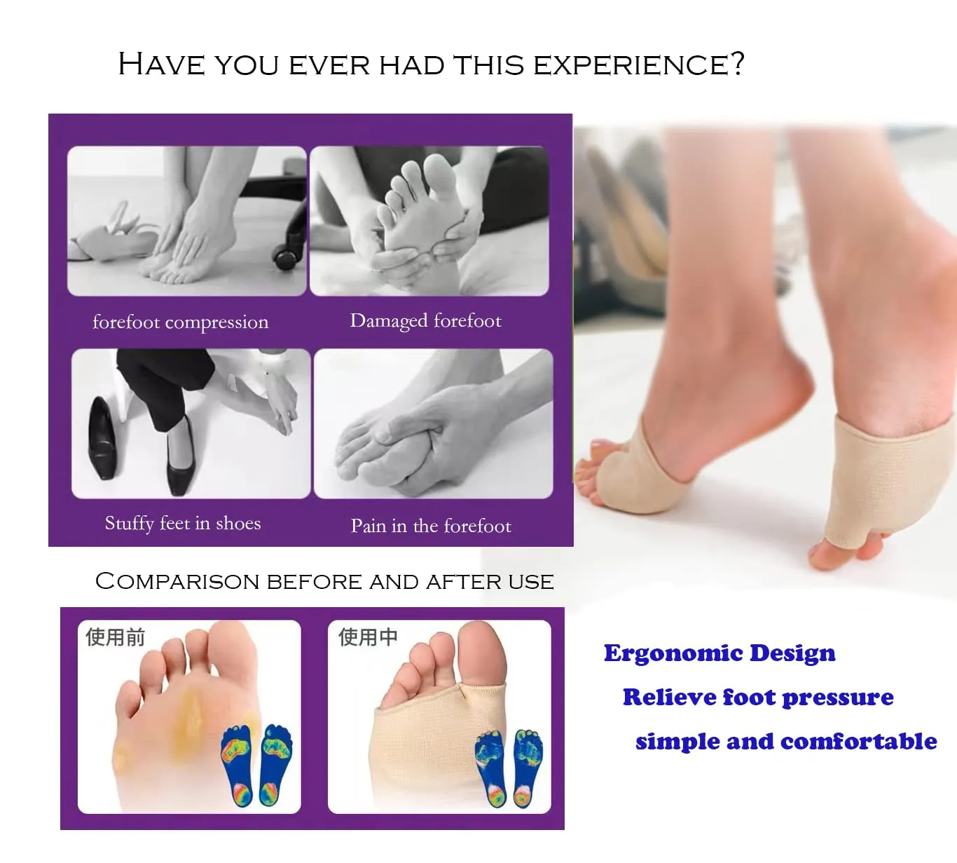 2 Pairs of Foot Pads,Metatarsal Felt Footpad，Metatarsal Pads for Men and Women, Gel Pads for Supporting Foot Pain Relief (XL, Beige) XL