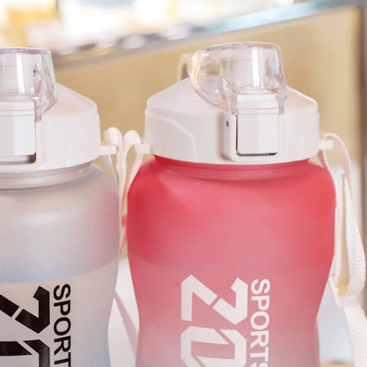 2000ml Frosted Gradient Color Large-Capacity Sports Water Cup Outdoor Portable Straw Water Bottle( Yellow White)