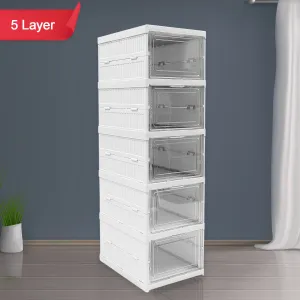 5-Layer Stackable Utility Cart – Foldable Storage Organizer for Clothes & Home (1 Pc)