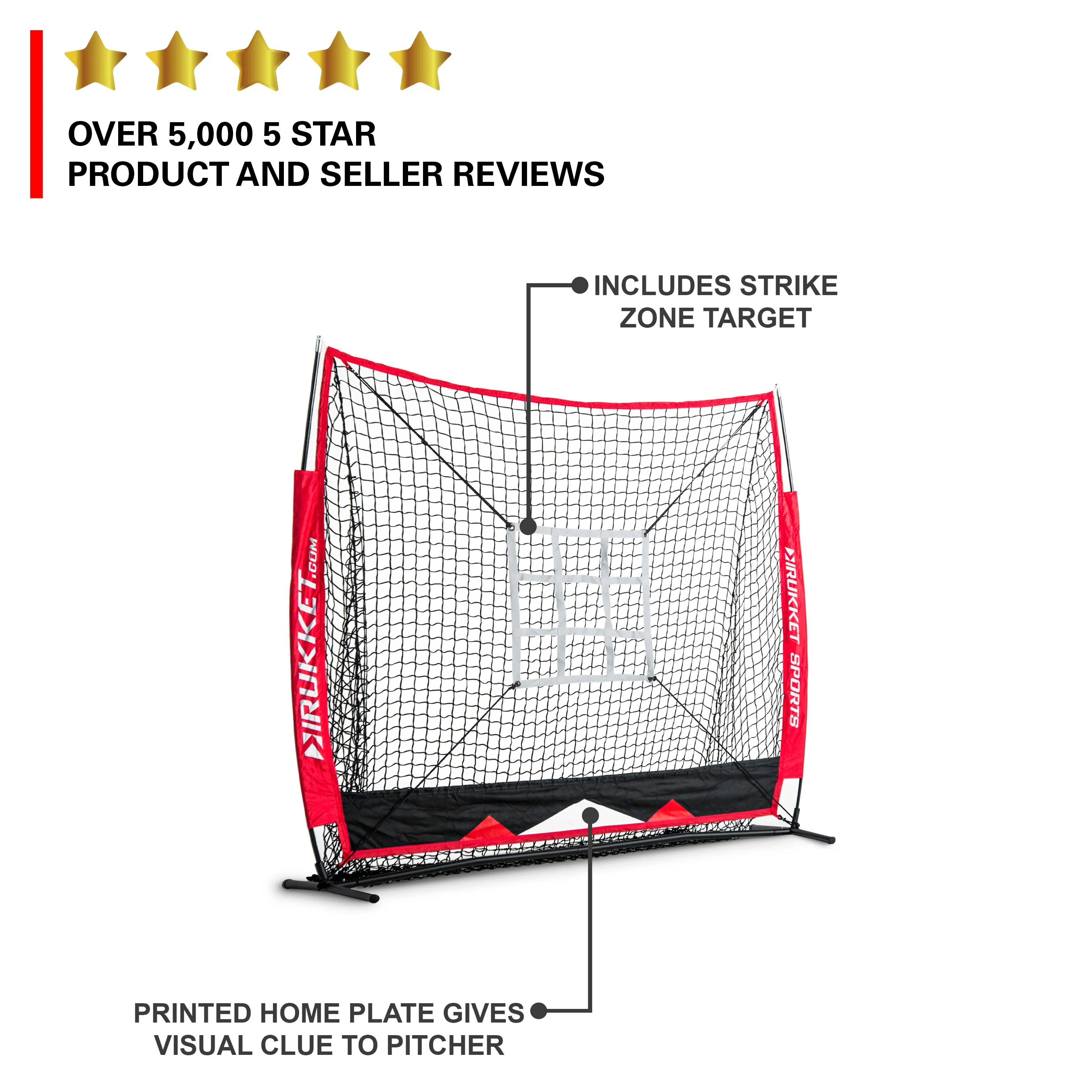 5x5 Baseball / Softball Net w/ Strike Zone Target