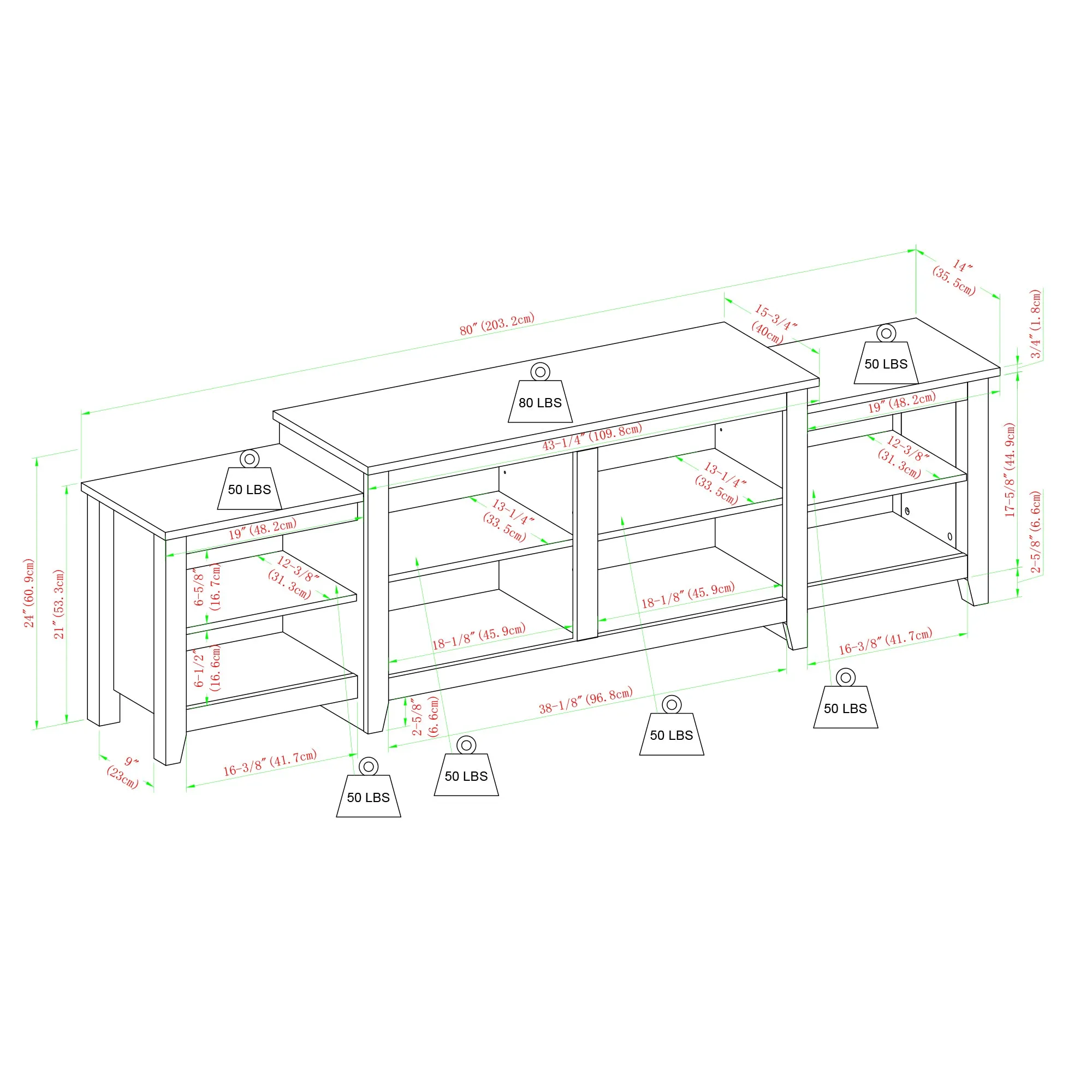 80" Dynamic Tiered Top TV Stand with Ample Storage and Cord Management for a Stylish Entertainment Hub
