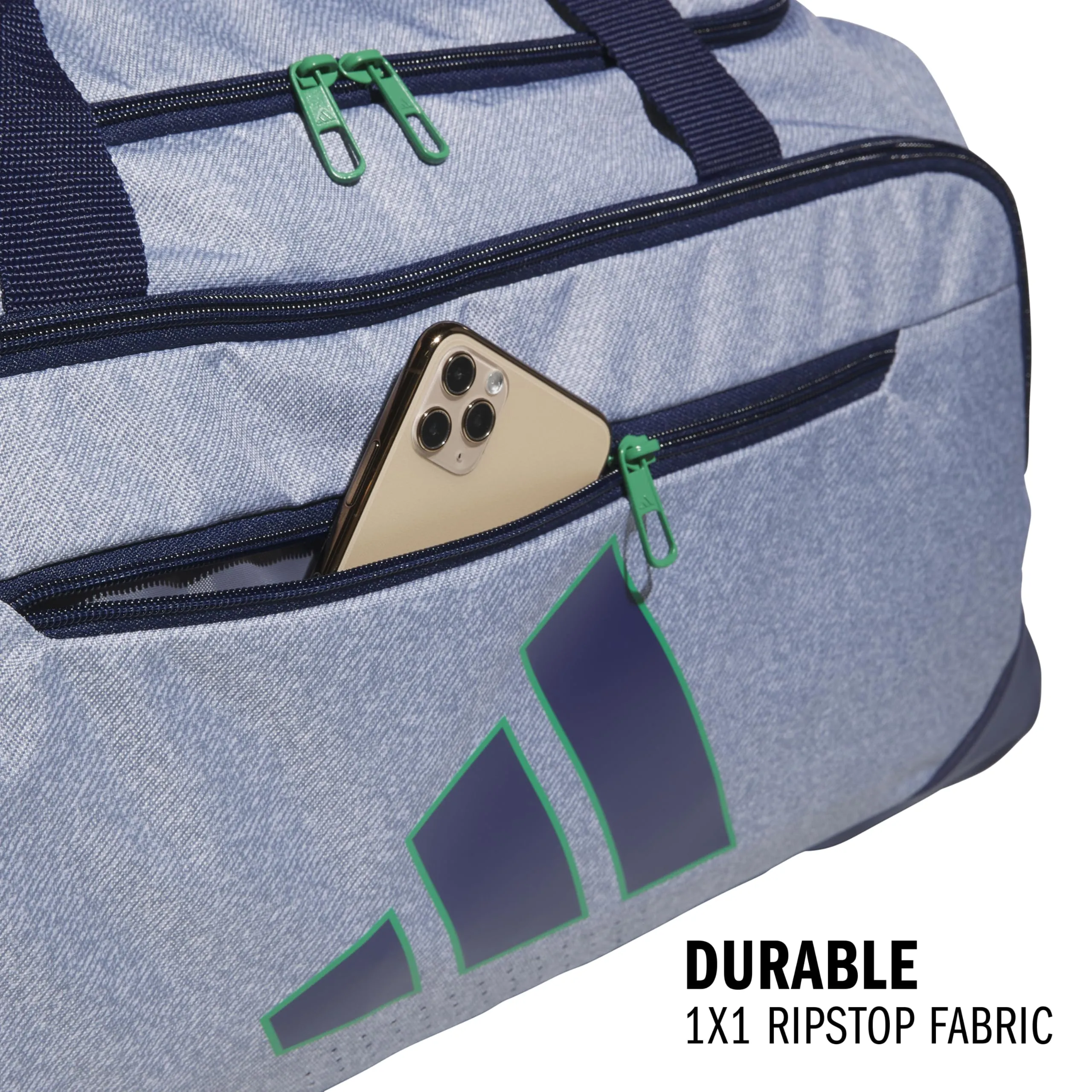 adidas Defender 5 Duffel, Twill Grey/Dark Blue/Semi Court Green, Medium (59L)
