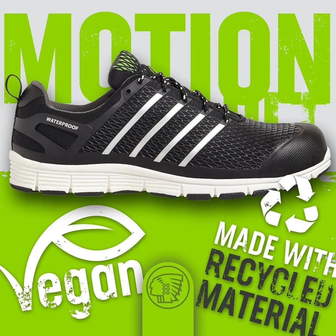 Apache Mens Motion Water Resistant Safety Work Shoe Trainer -BLACK