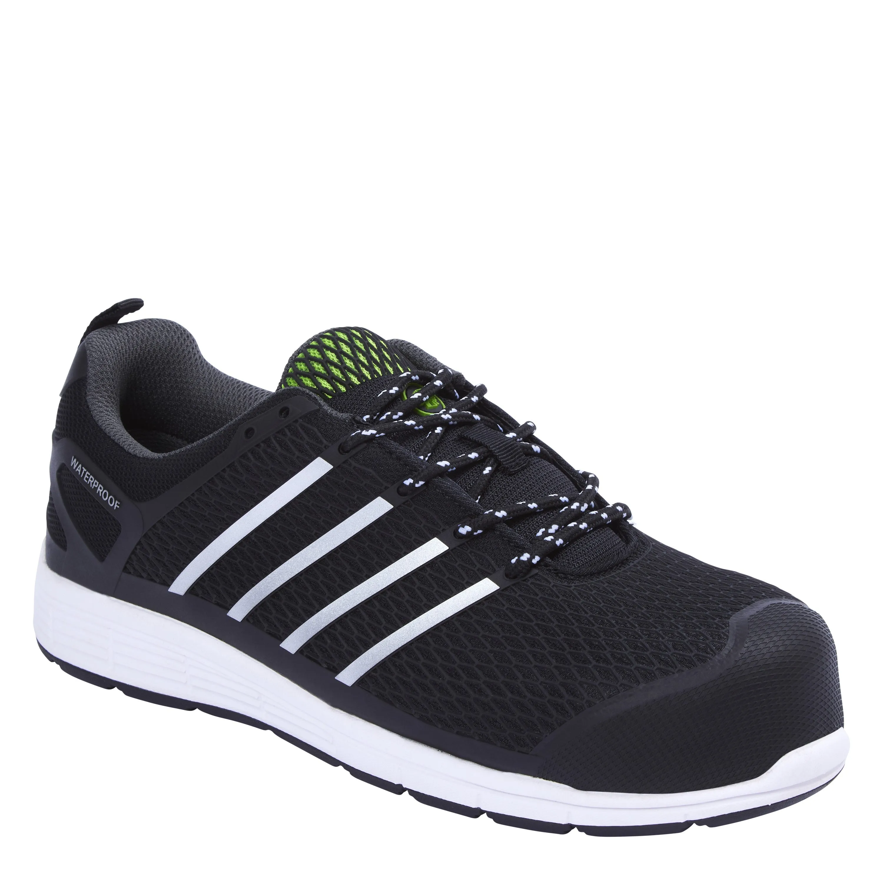 Apache Mens Motion Water Resistant Safety Work Shoe Trainer -BLACK