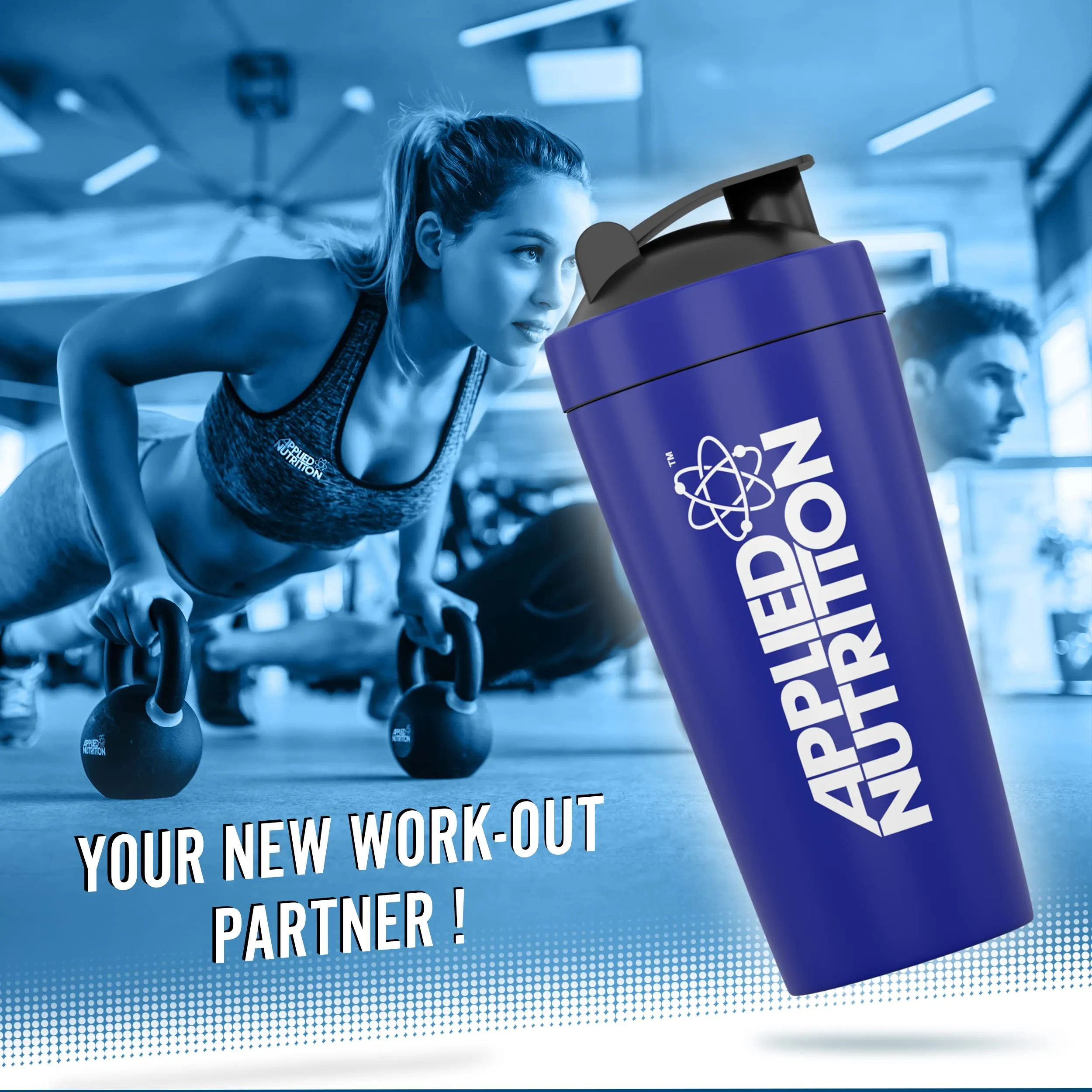 Applied Nutrition Metal Protein Shaker - Sports Supplements Stainless Steel Shaker, Metal Shaker Bottle, Durable & Lightweight (750ml)