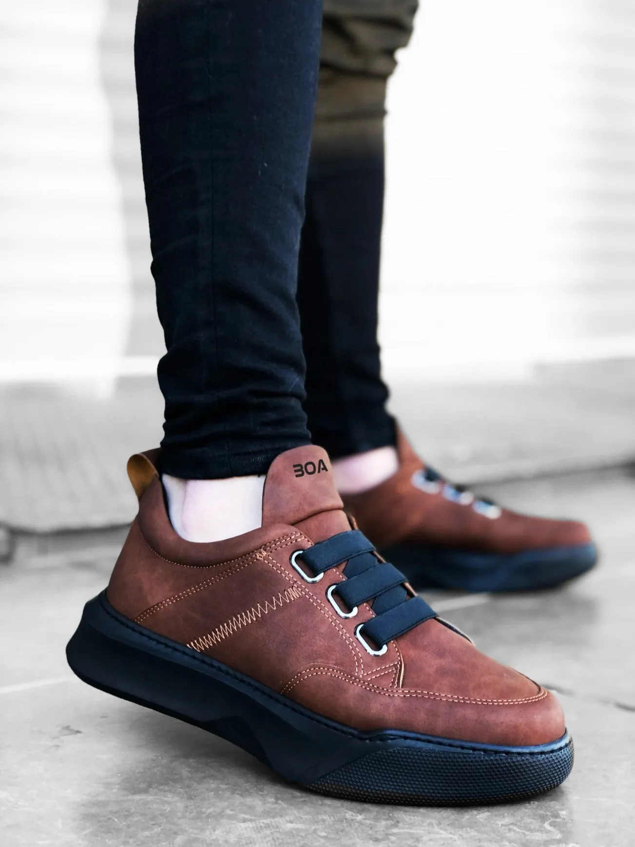 BA0160 Band Men's High Sole Tan Sports Shoes