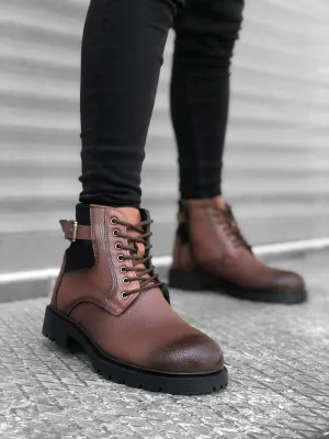 BA0186 Zippered Buckle Tobacco Men's Classic Sports Classic Ankle Ankle Boots
