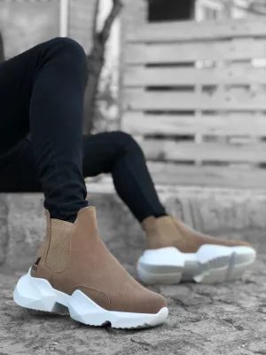 BA0444 Laceless Comfortable High Sole Mink Men's Sports Half Ankle Boots