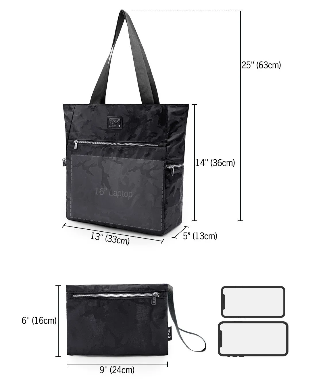 BLACK CAMO - Poolside Tote Bag Foldable/Portable