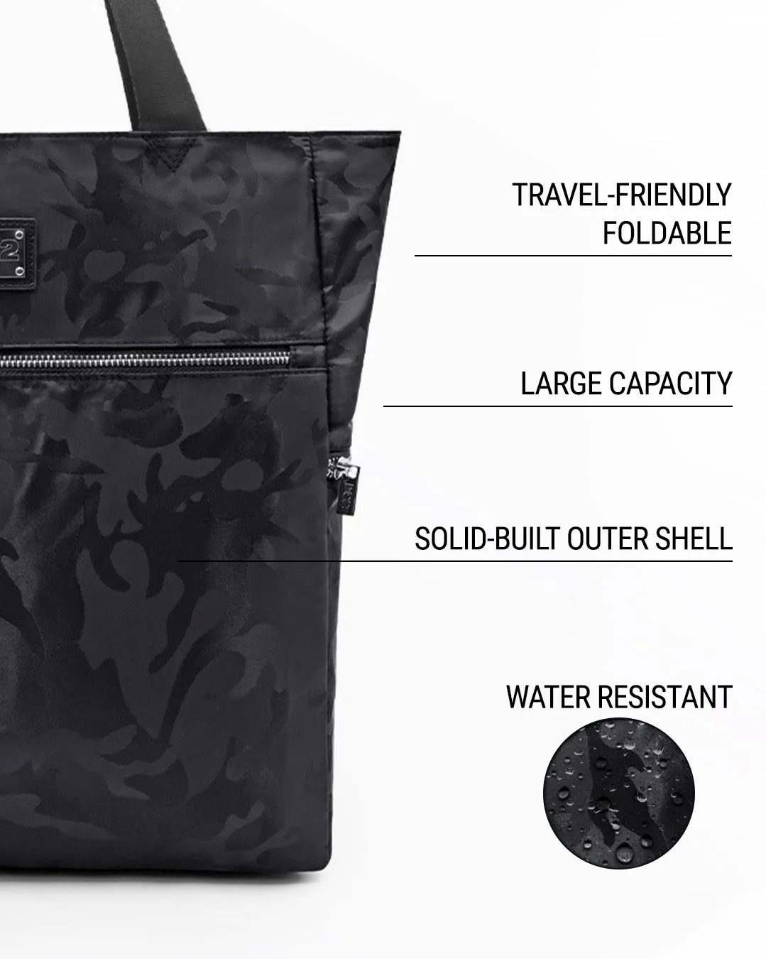 BLACK CAMO - Poolside Tote Bag Foldable/Portable