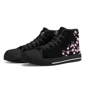 Cherry Blossom High-Top Canvas Shoes  Black