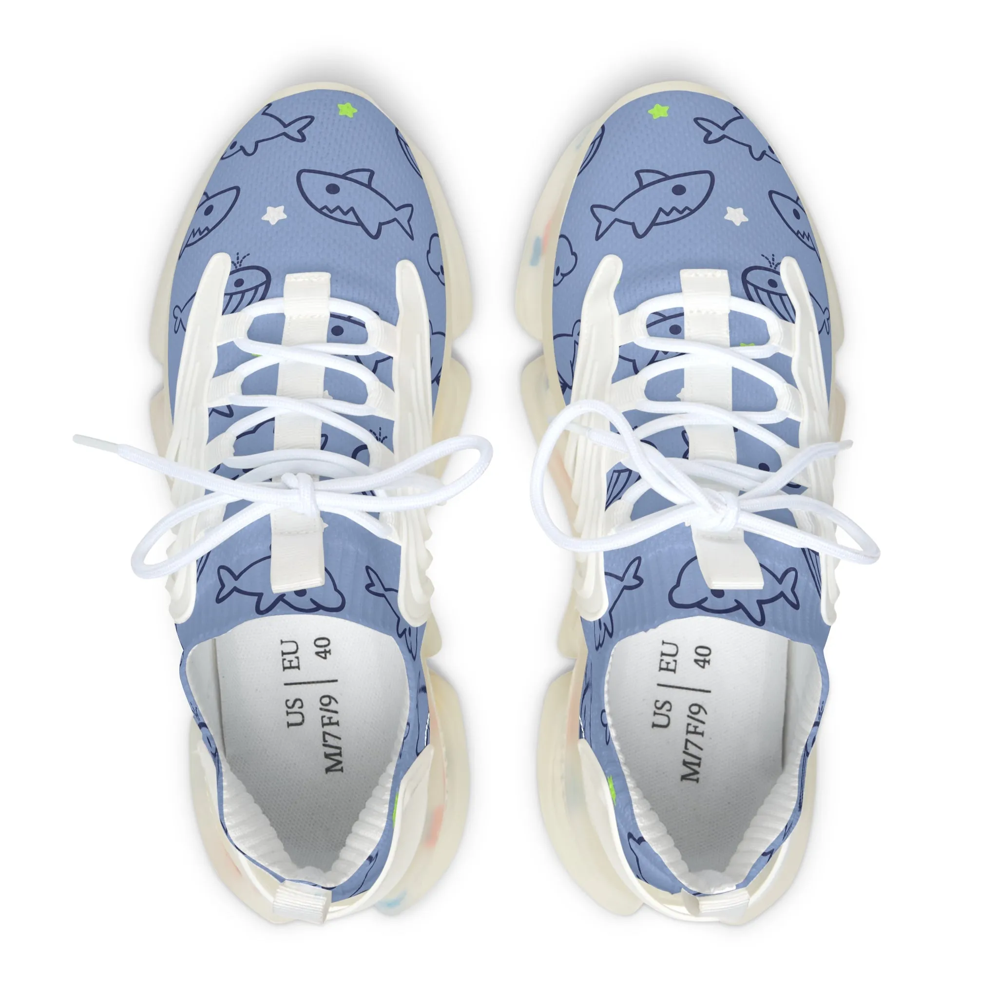 Cute Baby Dolphin and Shark Women's Mesh Sneakers