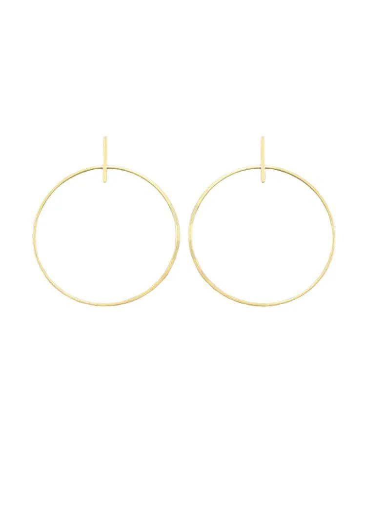 Emaline Bar Cirlce Earrings-Gold