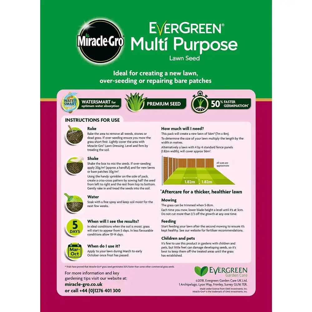 Evergreen Multi Purpose Grass Seed - 480g - 1.6kg