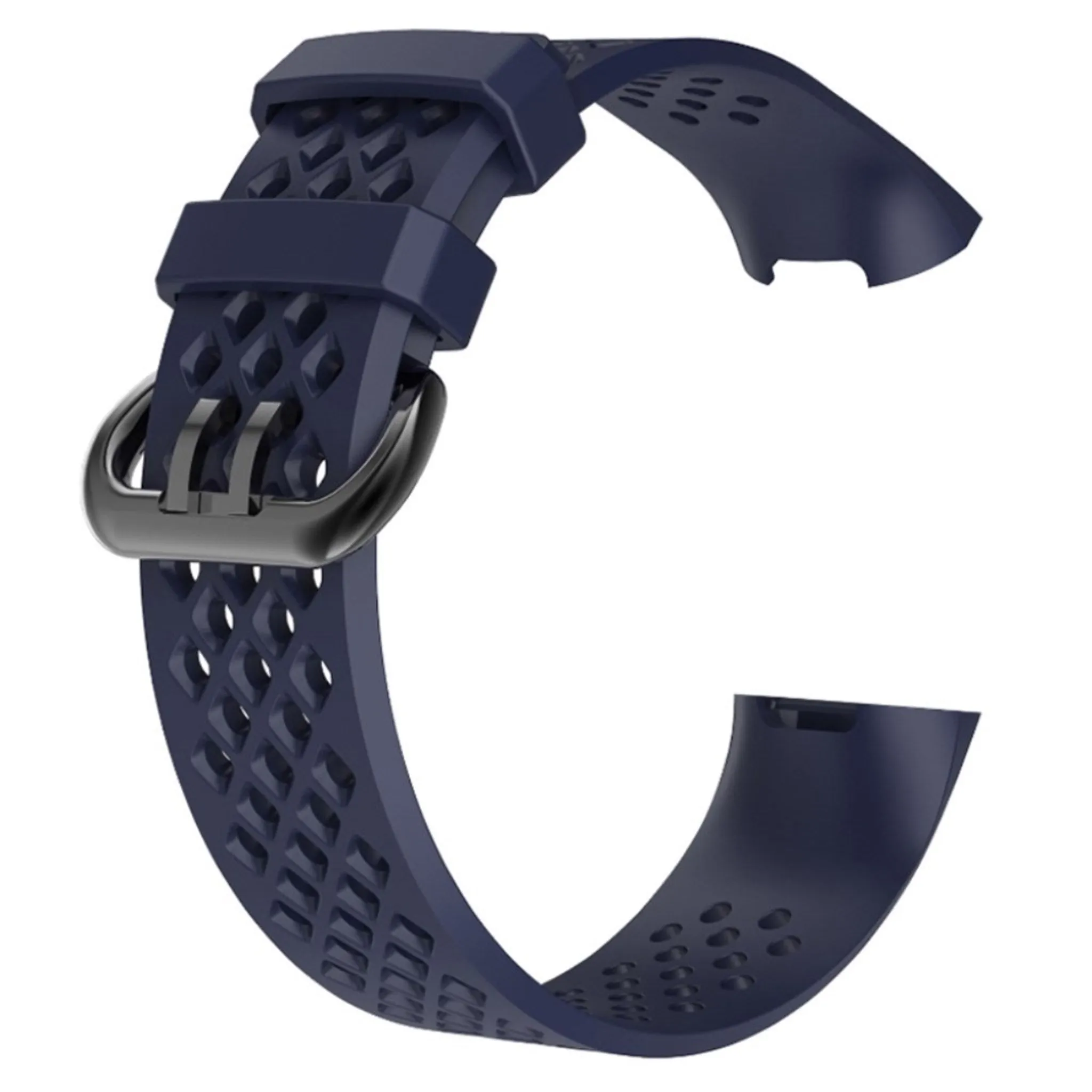 Fitbit Charge 3 breathable soft silicone watch strap - Size: L - Dark Blue