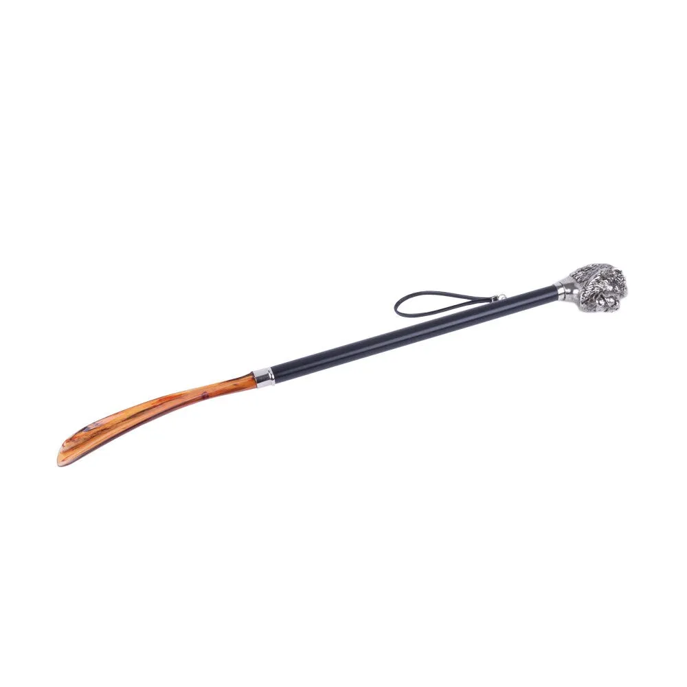 FootFitter Deluxe 27" Long Shoe Horn with Nickel Plated Lion Handle
