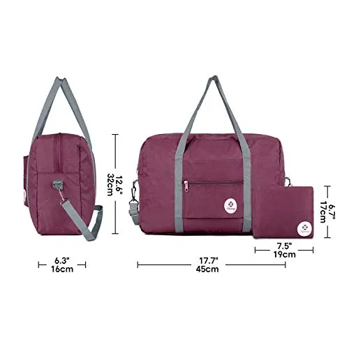 For Spirit Airlines Foldable Travel Duffel Bag Tote Carry on Luggage Sport Duffle Weekender Overnight for Women and Girls (3112 Wine Red)