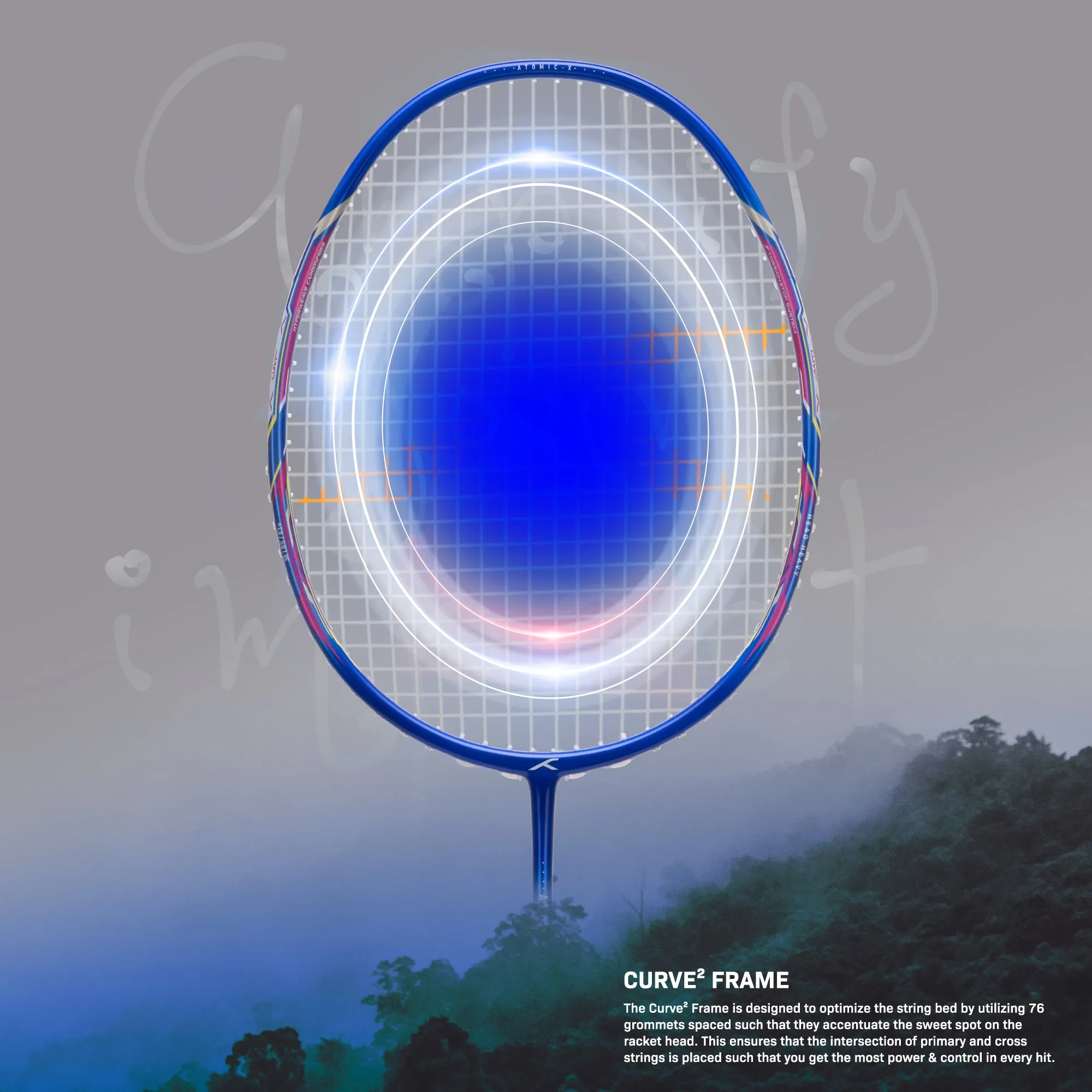 Hundred Atomic X 38 CTRL  Superstrong Carbon Unstrung Badminton Racquet (Blue)