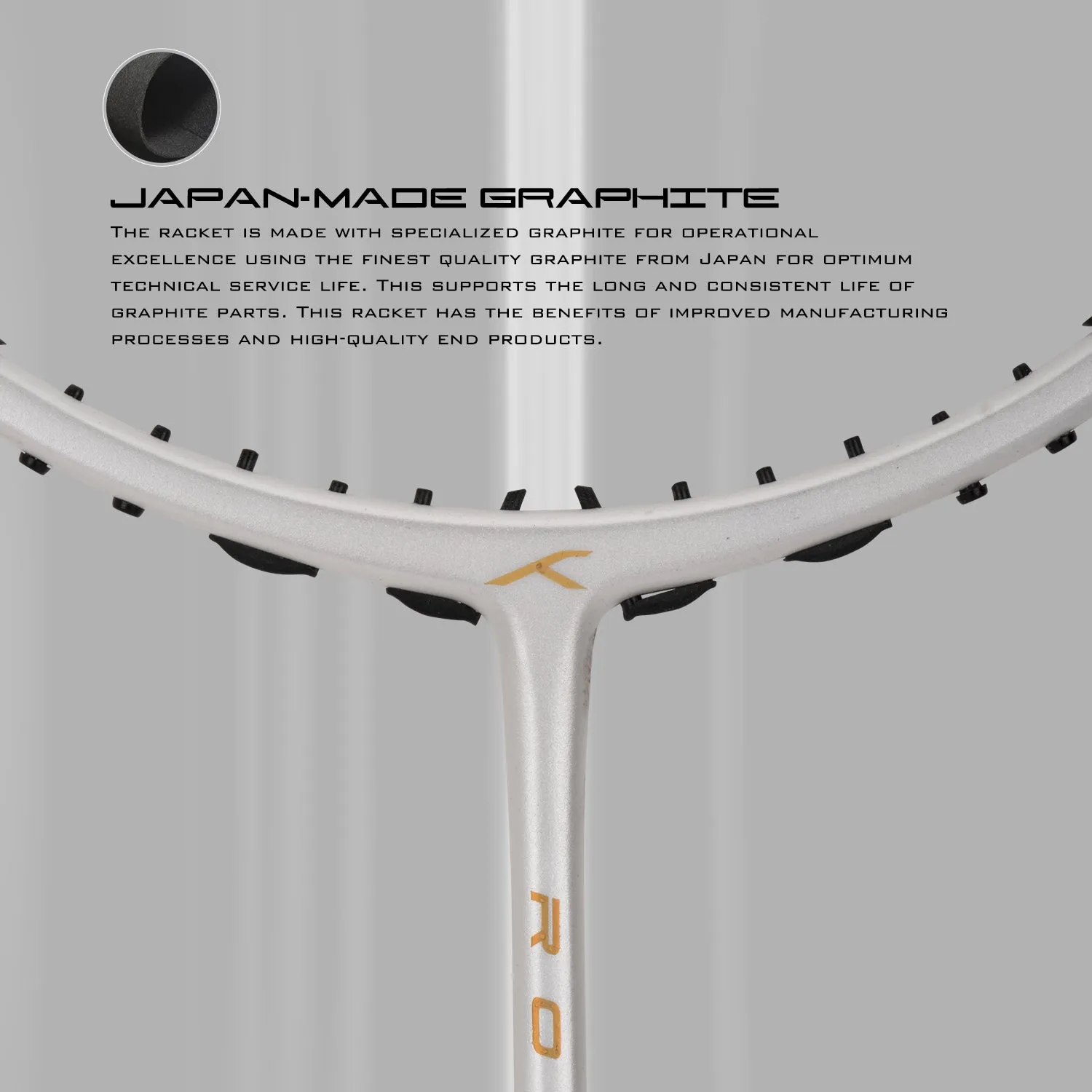 Hundred ROCK 88 Japan Made Graphite Unstrung Badminton Racquet (White / Gold)