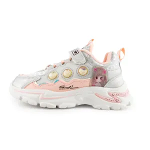 Kids'/Youth Girls Sneaker With Cartoon Girl Print 1138 Pink