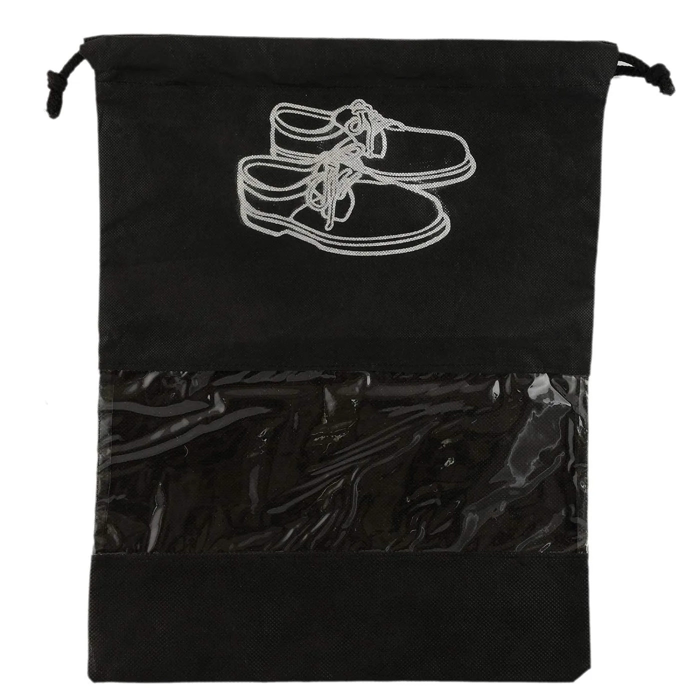Kuber Industries 6 Piece Non Woven Travel Shoe Organizer Space Saving Fabric Storage Bags Organizer (Black)-KUBMART927