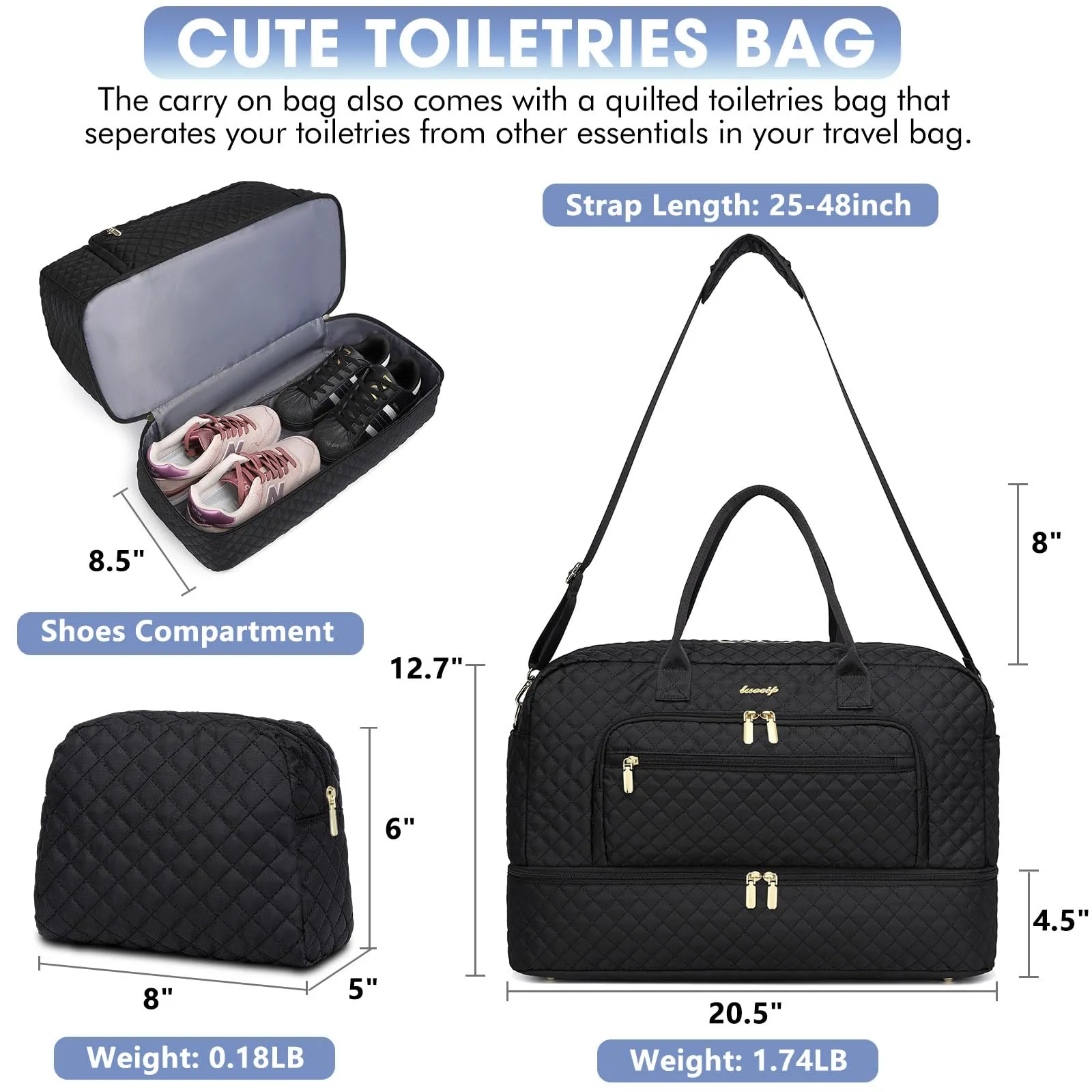 Large Travel Duffle Bag with Wet Pocket