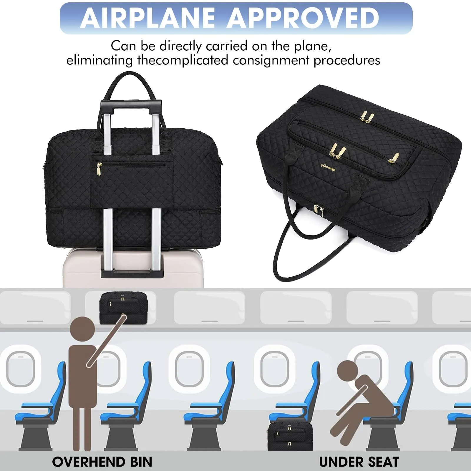 Large Travel Duffle Bag with Wet Pocket