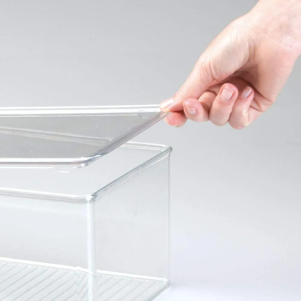 mDesign Stackable Closet Plastic Storage Bin Box with Lid - Container for Organizing Mens and Womens Shoes, Booties, Pumps, Sandals, Wedges, Flats, Heels and Accessories - 5" High, 6 Pack - Clear