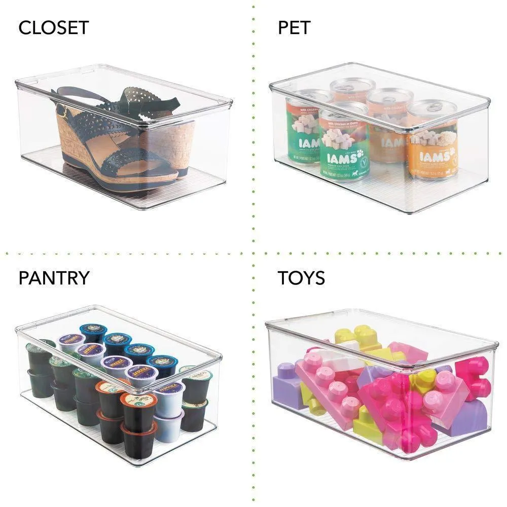 mDesign Stackable Closet Plastic Storage Bin Box with Lid - Container for Organizing Mens and Womens Shoes, Booties, Pumps, Sandals, Wedges, Flats, Heels and Accessories - 5" High, 6 Pack - Clear