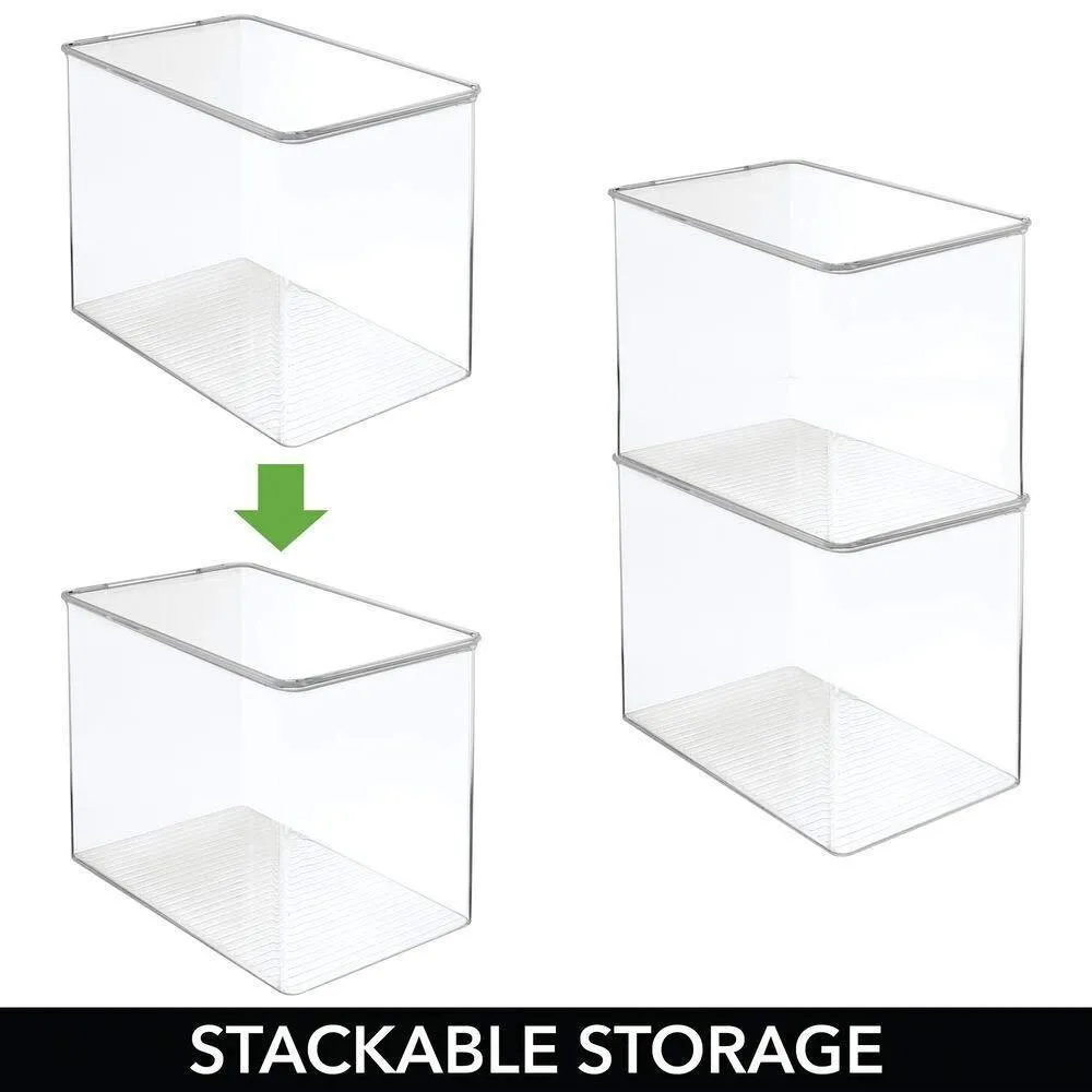 mDesign Stackable Closet Plastic Storage Bin Box with Lid - Container for Organizing Mens and Womens Shoes, Booties, Pumps, Sandals, Wedges, Flats, Heels and Accessories - 9" High, 6 Pack - Clear
