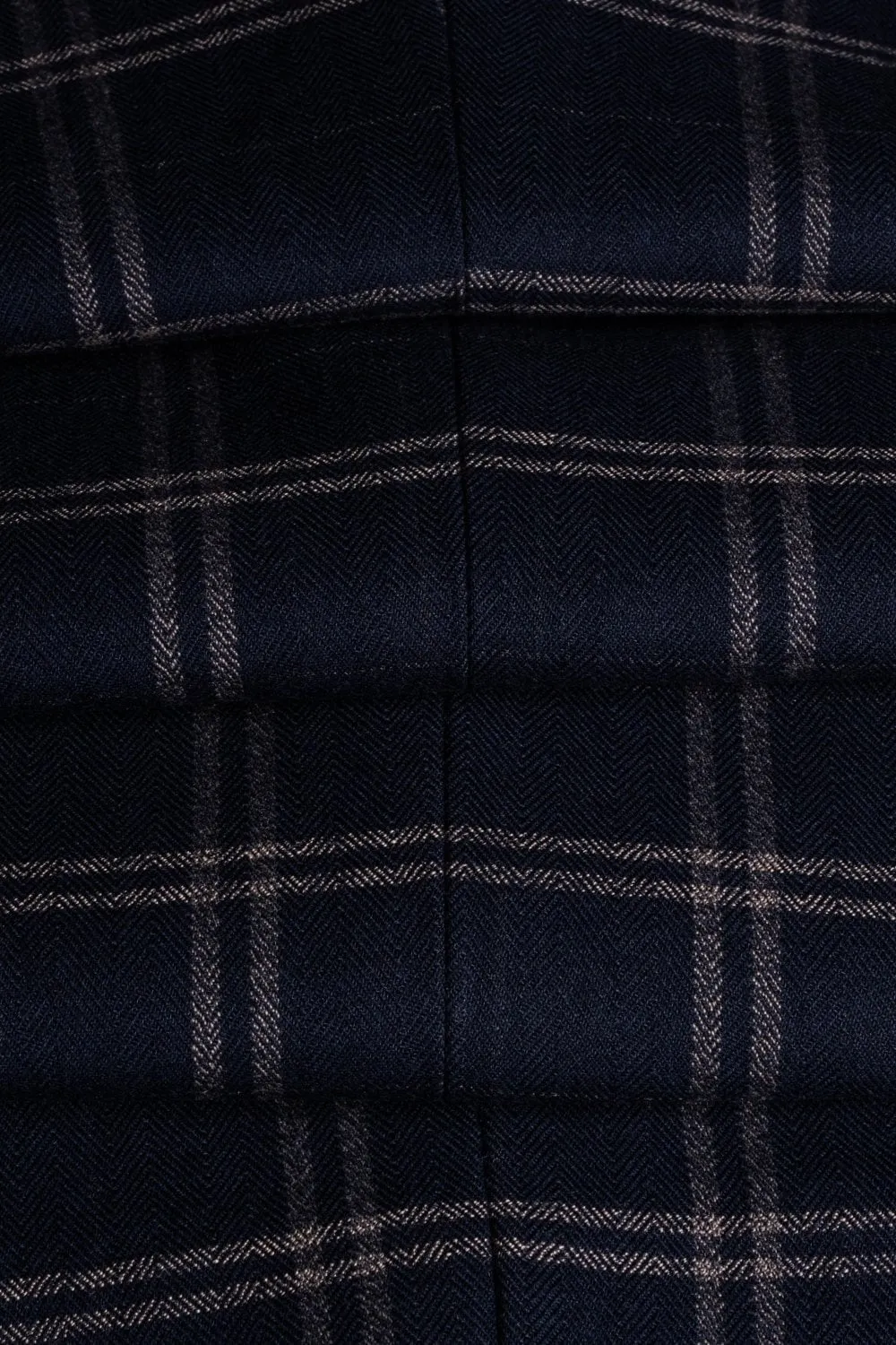 Men's Retro Check Navy Trousers - HARDY - Navy Blue