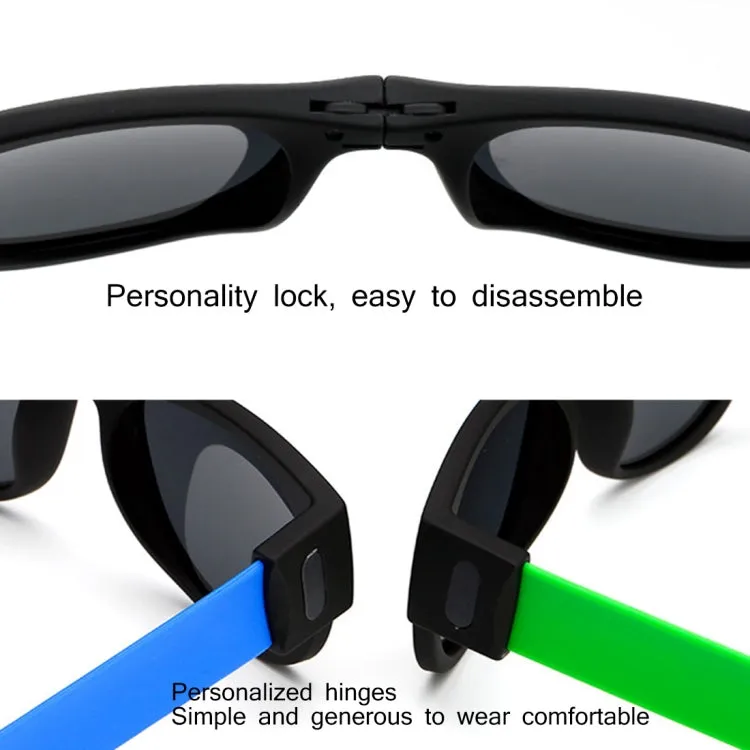 New Fashion Crimp Folding Mirror Pops Polarized Sunglasses Casual UV400 Protection Glasses for Men / Women(Black)