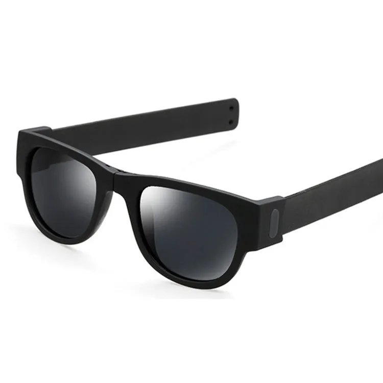 New Fashion Crimp Folding Mirror Pops Polarized Sunglasses Casual UV400 Protection Glasses for Men / Women(Black)