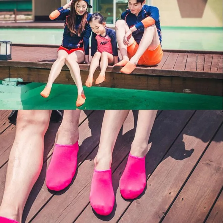 Non-slip Plastic Grain Texture Thick Cloth Sole Solid Color Diving Shoes and Socks, One Pair, Size:XL (Orange)