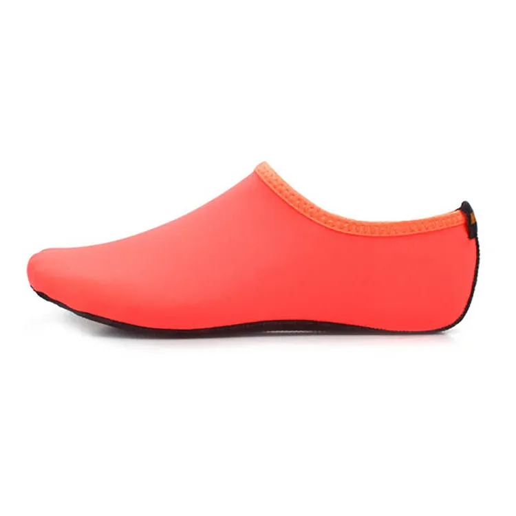 Non-slip Plastic Grain Texture Thick Cloth Sole Solid Color Diving Shoes and Socks, One Pair, Size:XL (Orange)