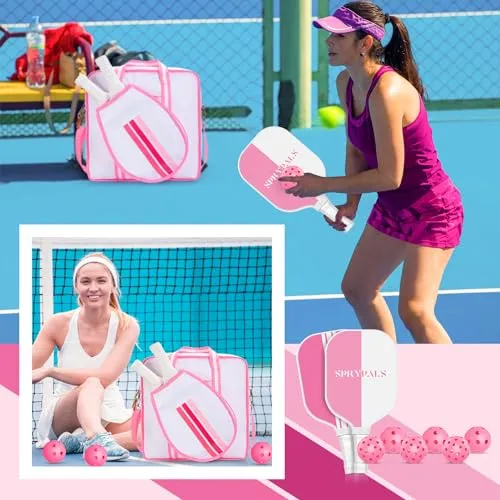 Pickleball Bag Pickleball Paddles Set USAPA Approved,Durable Fiberglass Surface Lightweight and Durable, Pickleball Bag, 4 Pickleball Balls, 2 Fiberglass Pickleball Paddles- Perfect for Beginners