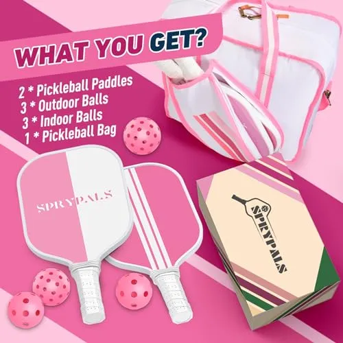 Pickleball Bag Pickleball Paddles Set USAPA Approved,Durable Fiberglass Surface Lightweight and Durable, Pickleball Bag, 4 Pickleball Balls, 2 Fiberglass Pickleball Paddles- Perfect for Beginners