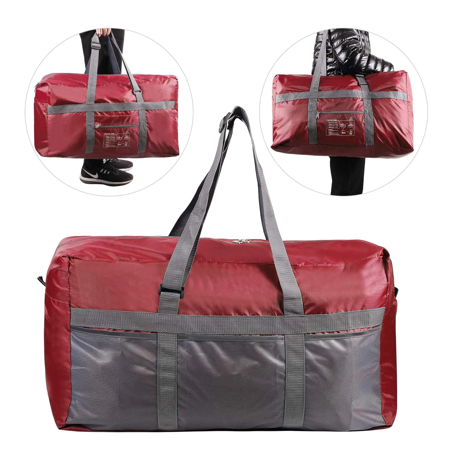REDCAMP 75L Extra Large Duffle Bag Lightweight, Water Resistant Travel Duffle Bag Foldable for Men Women, Wine Red