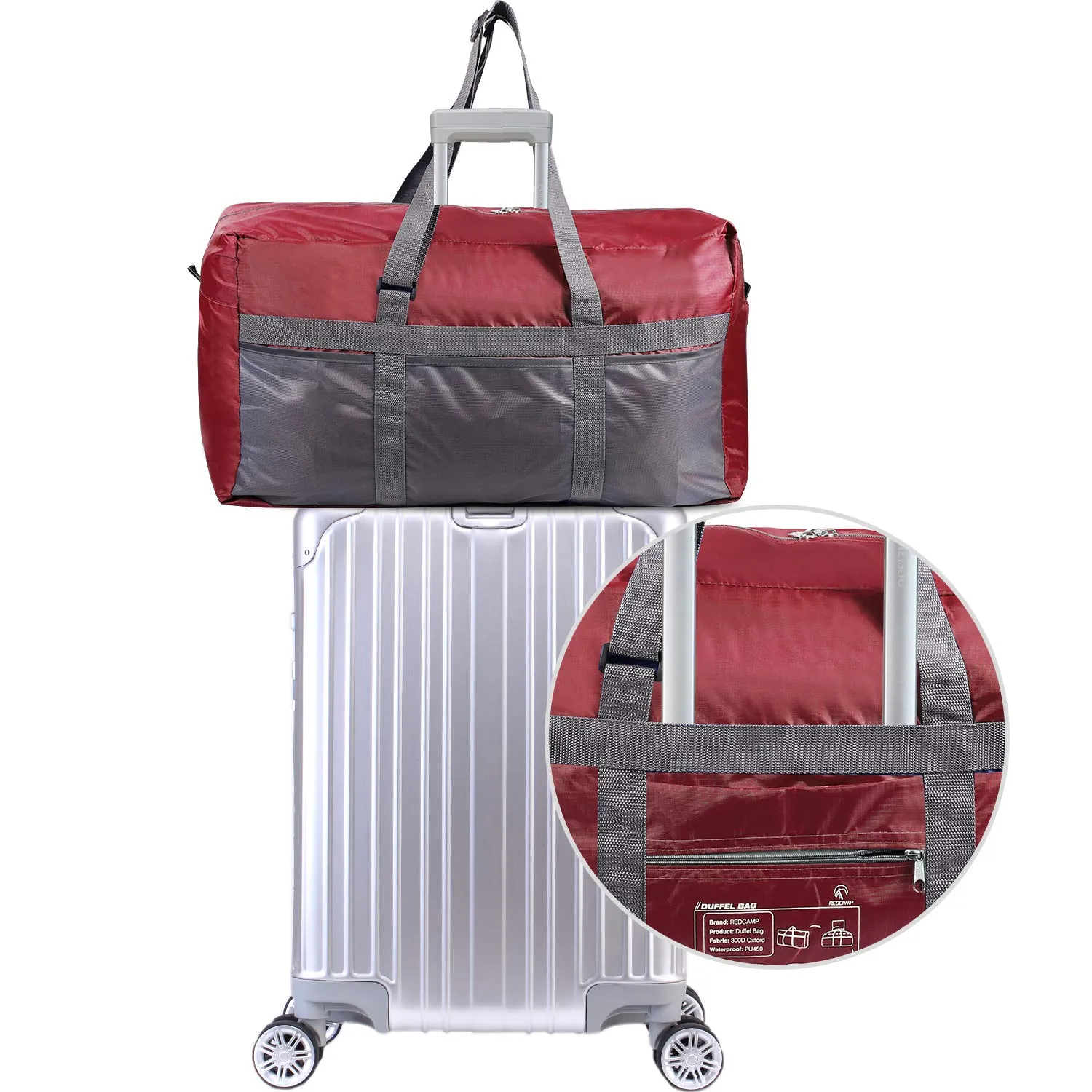 REDCAMP 75L Extra Large Duffle Bag Lightweight, Water Resistant Travel Duffle Bag Foldable for Men Women, Wine Red