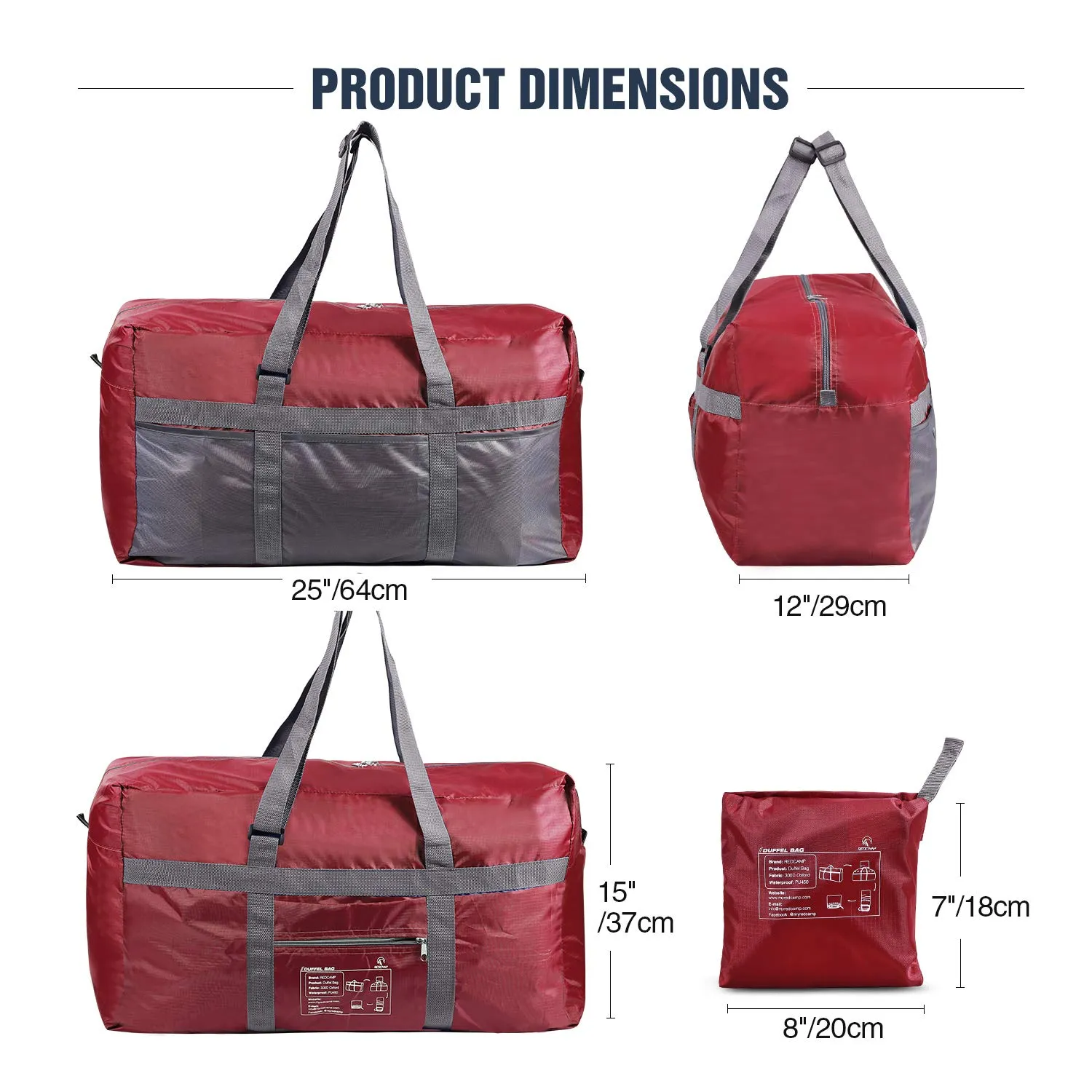 REDCAMP 75L Extra Large Duffle Bag Lightweight, Water Resistant Travel Duffle Bag Foldable for Men Women, Wine Red