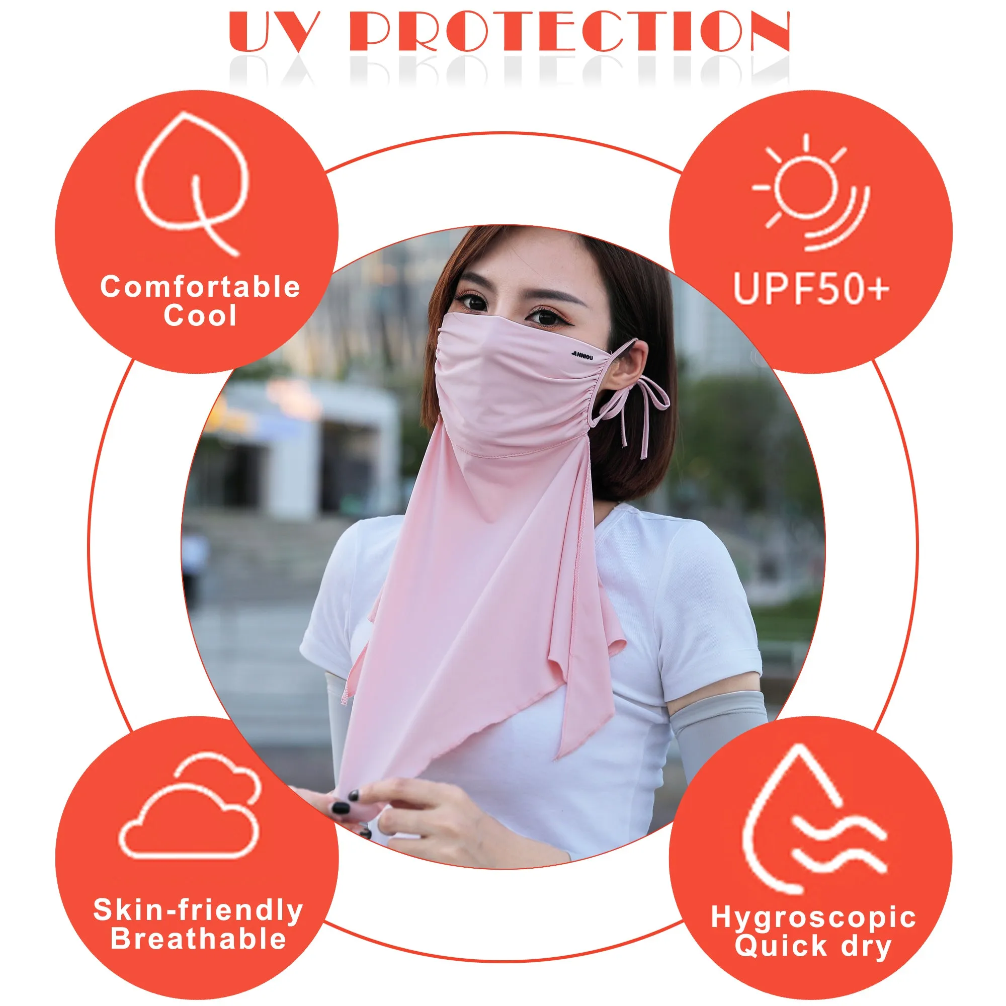 Sidiou Group Anniou Summer Women Cool Ice Silk Sunscreen Headwear UPF 50  Anti UV Protective Face Cover For Motorcycle Running