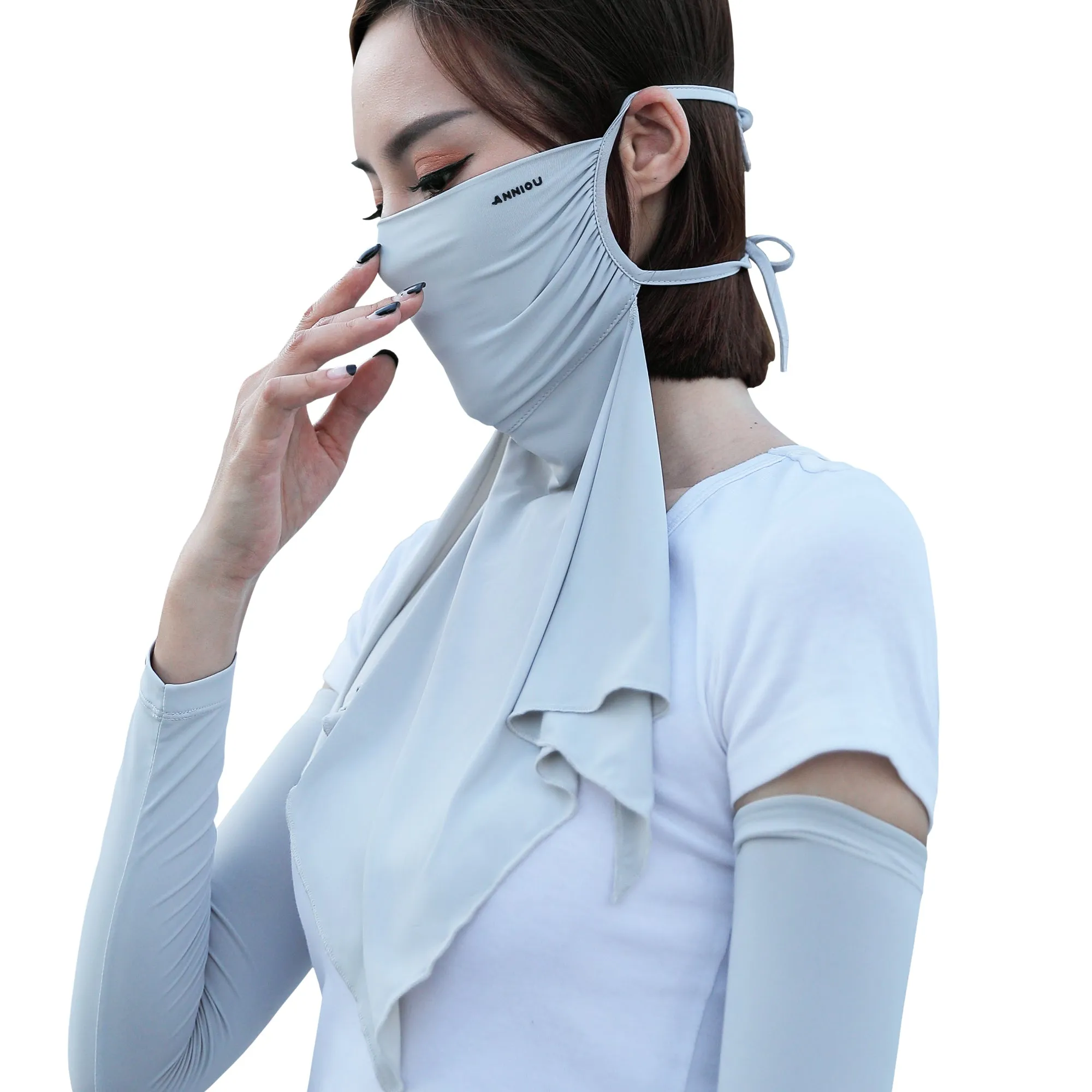 Sidiou Group Anniou Summer Women Cool Ice Silk Sunscreen Headwear UPF 50  Anti UV Protective Face Cover For Motorcycle Running