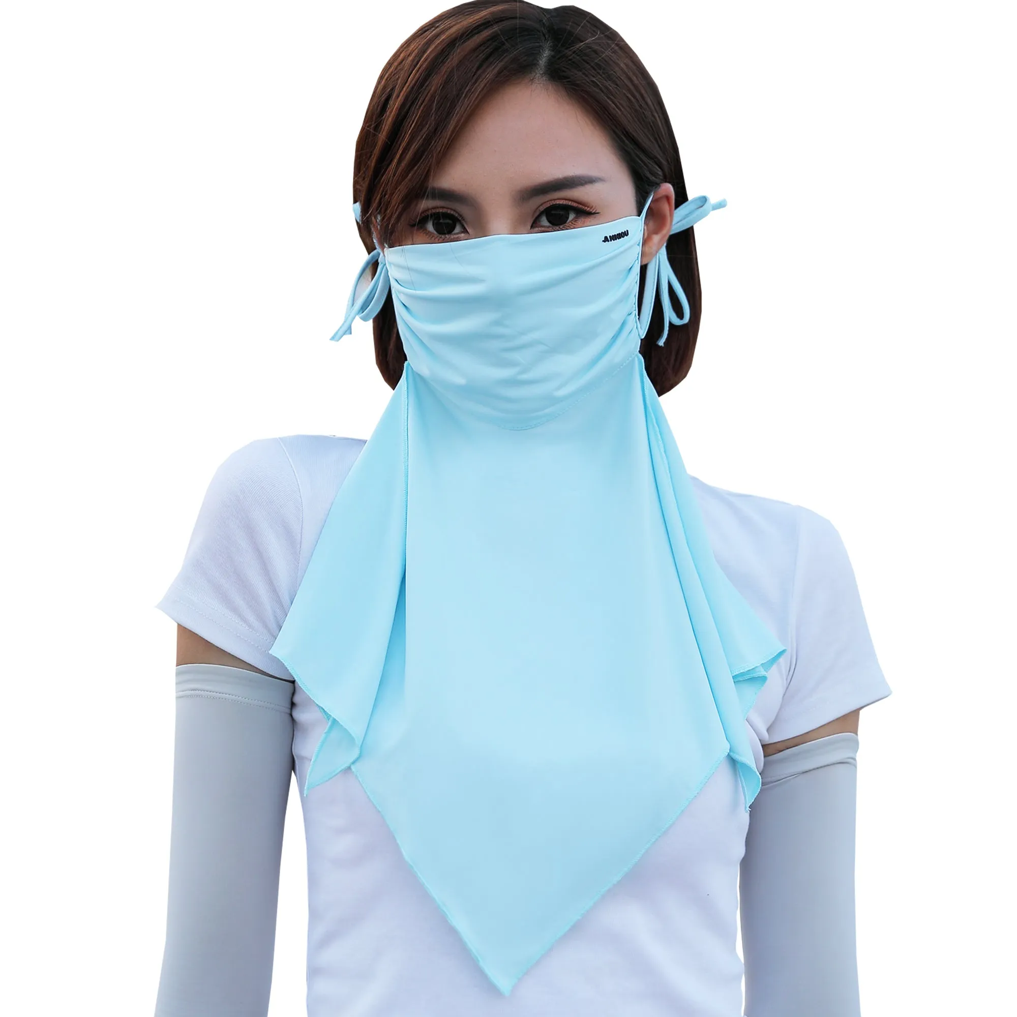 Sidiou Group Anniou Summer Women Cool Ice Silk Sunscreen Headwear UPF 50  Anti UV Protective Face Cover For Motorcycle Running