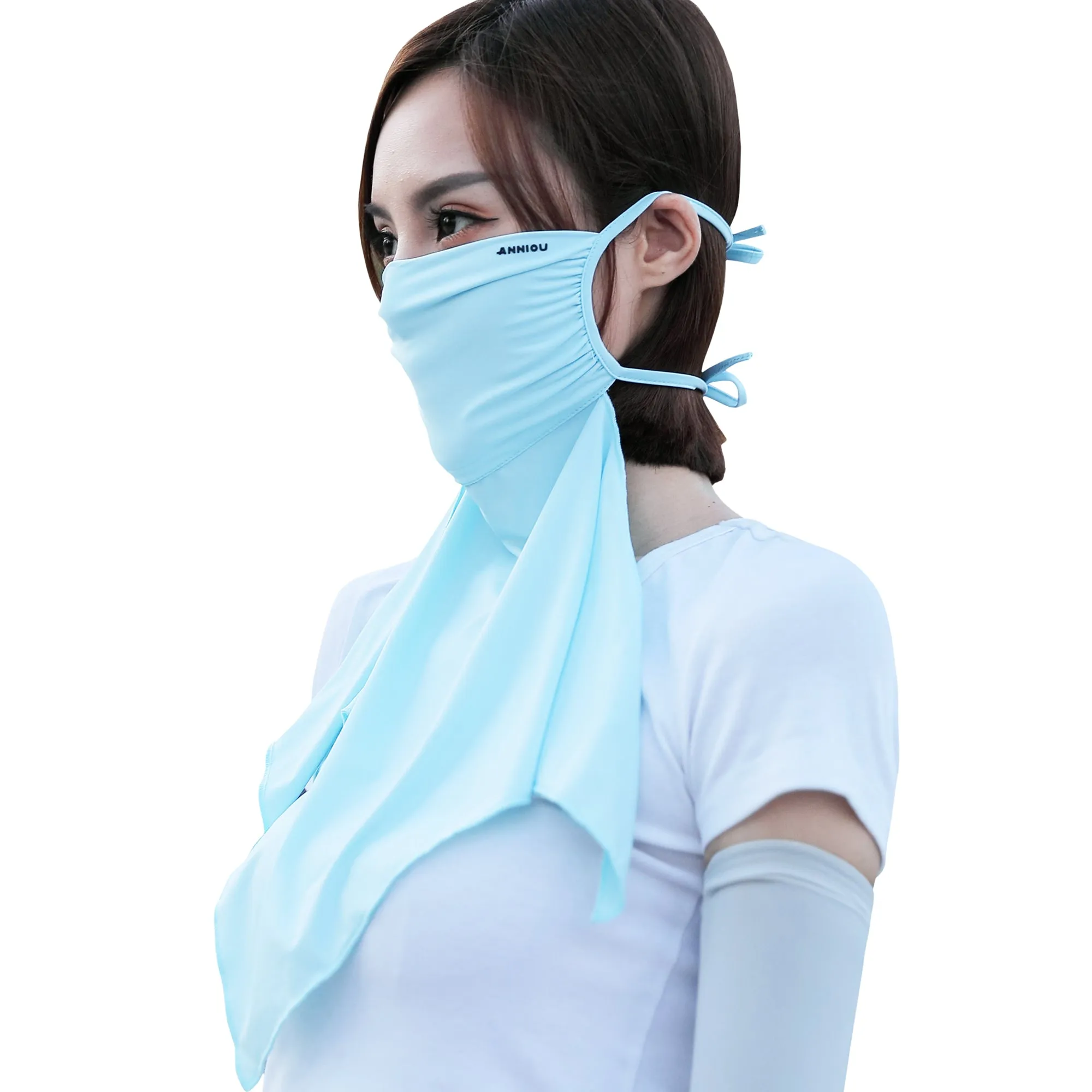 Sidiou Group Anniou Summer Women Cool Ice Silk Sunscreen Headwear UPF 50  Anti UV Protective Face Cover For Motorcycle Running