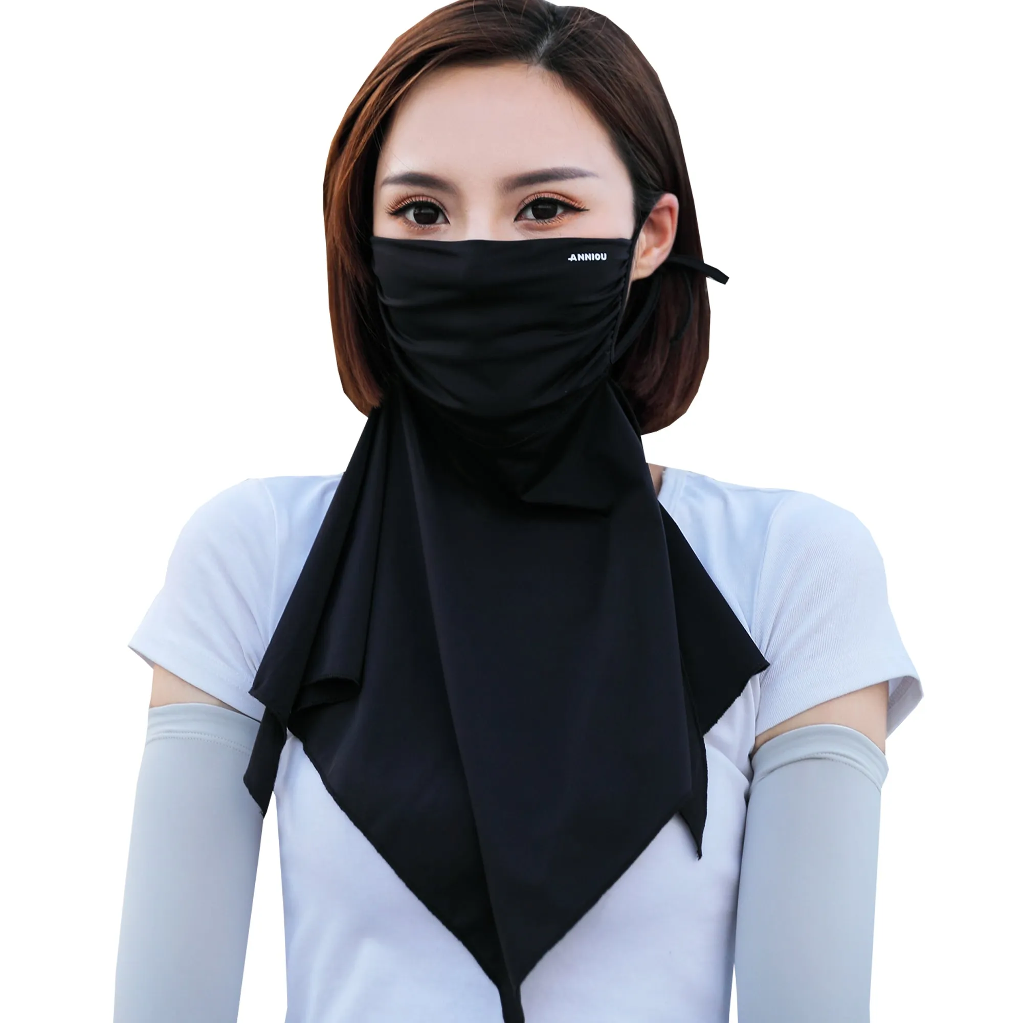 Sidiou Group Anniou Summer Women Cool Ice Silk Sunscreen Headwear UPF 50  Anti UV Protective Face Cover For Motorcycle Running