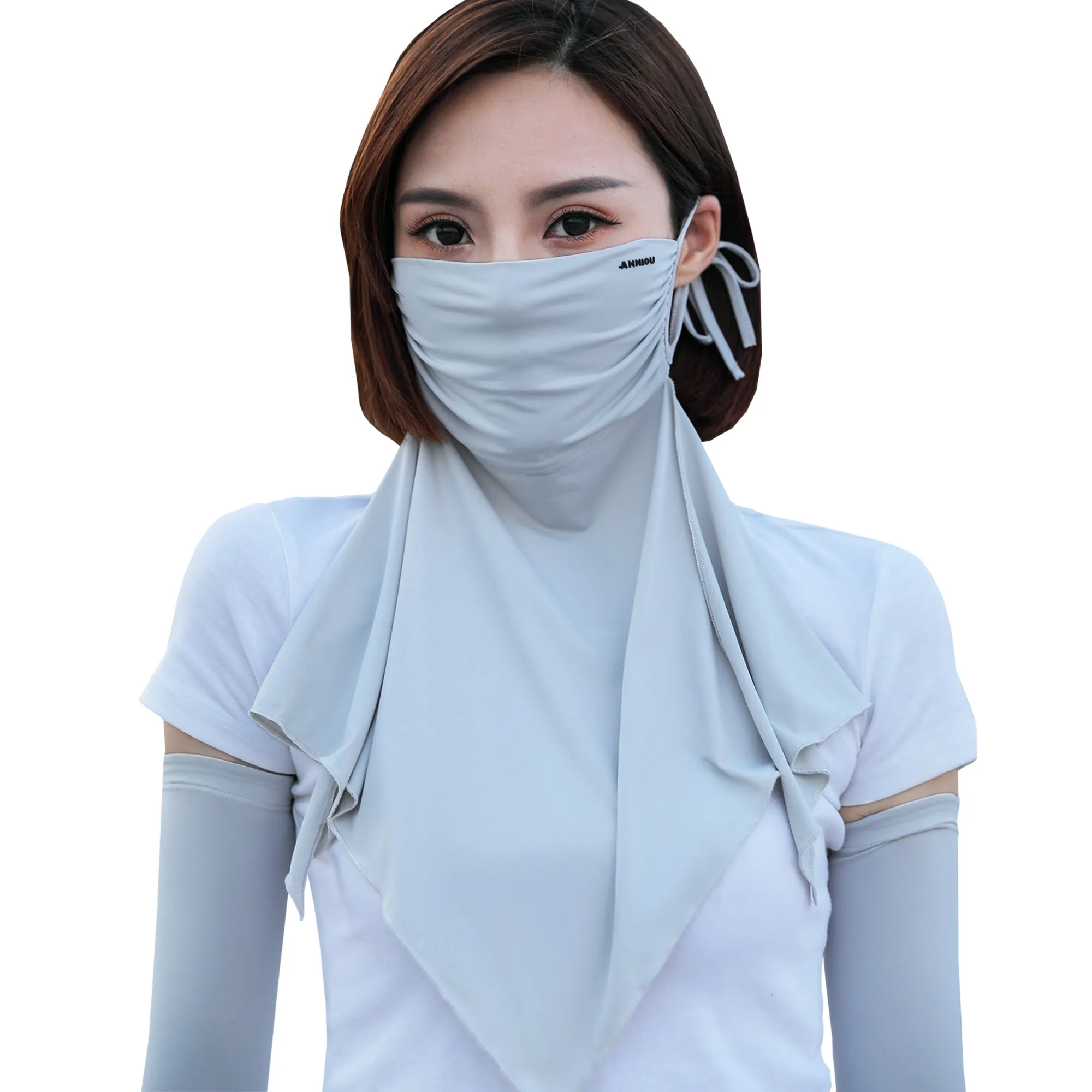 Sidiou Group Anniou Summer Women Cool Ice Silk Sunscreen Headwear UPF 50  Anti UV Protective Face Cover For Motorcycle Running