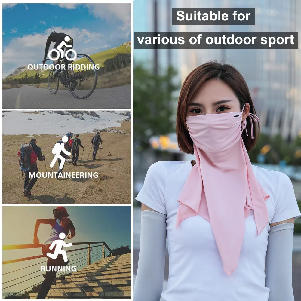 Sidiou Group Anniou Summer Women Cool Ice Silk Sunscreen Headwear UPF 50  Anti UV Protective Face Cover For Motorcycle Running