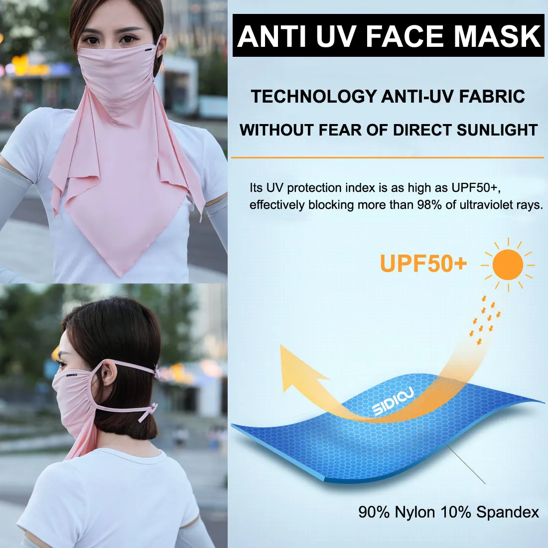 Sidiou Group Anniou Summer Women Cool Ice Silk Sunscreen Headwear UPF 50  Anti UV Protective Face Cover For Motorcycle Running