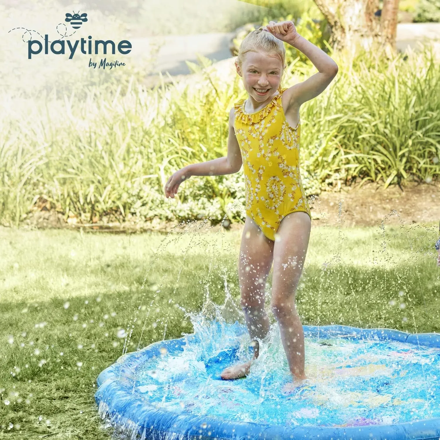 Sprinkler Splash Pad for Toddlers 1-3, 59 In., Water Toys for Dogs, Kids, Outdoor Baby Toys Ideal for Playtime and Cooling off Outside, Easy to Setup, Ideal for Summer and Backyard Activities