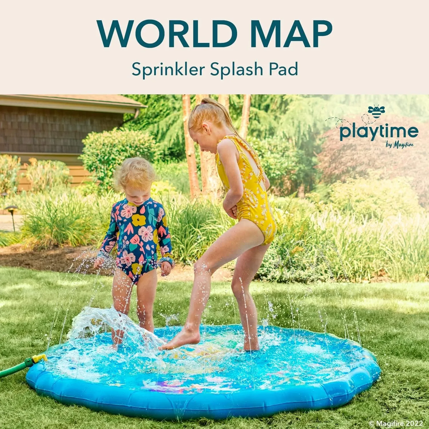 Sprinkler Splash Pad for Toddlers 1-3, 59 In., Water Toys for Dogs, Kids, Outdoor Baby Toys Ideal for Playtime and Cooling off Outside, Easy to Setup, Ideal for Summer and Backyard Activities